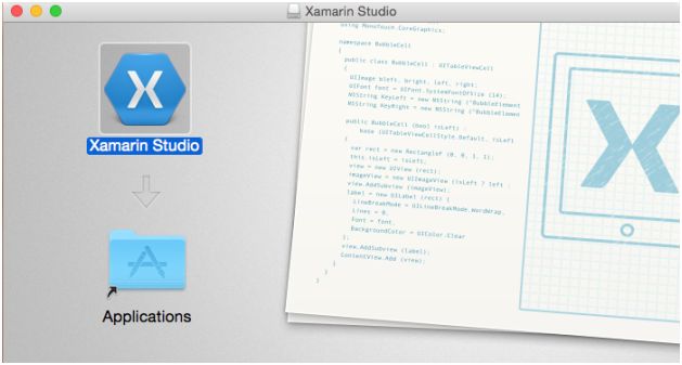Drag and drop the Xamarin Studio to install